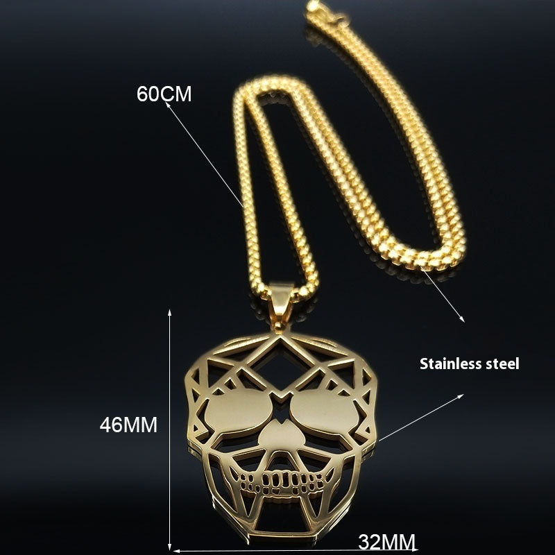 Personality Punk Gothic Hip Hop Hollow Skull Necklace Accessories