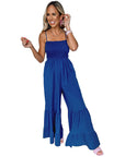 Women's Solid Color High Waist Strap Fitted Waist Jumpsuit