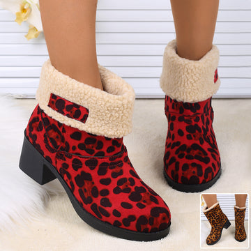 New Foldable Leopard Print Mid-calf Boots