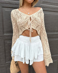 Midriff-baring Knitted Sweater Top For Women