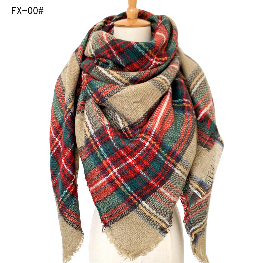 European And American Autumn And Winter Plus-sized Double-sided Qicaigei Scarf Women's Shawl