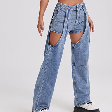 Street Jeans Women's Straight Ripped Trousers