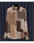 Women's Design Long Sleeve All-match Vintage Leopard Print Shirt