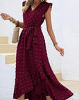 Dress Ruffle Sleeve S Wave Bohemia Elegant Maxi Dress