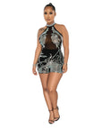 Women's Skinny Mesh Rhinestone Jumpsuit