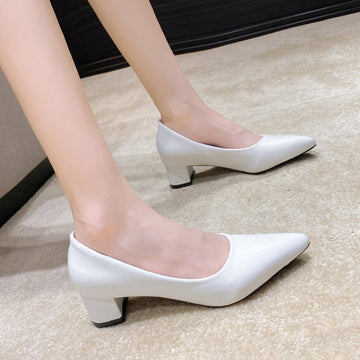 Round Head Thick Bottom Casual Women's Low-cut High Heels