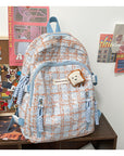 Casual Bag Special-interest Design Student Schoolbag Corduroy Plaid Large Capacity Travel Backpack