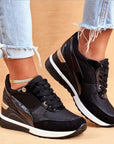 Women's Platform Colorblock Sequin Flat Casual Sneakers