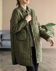 Korean Style Artistic Relaxed-fit Casual Quilted Shirt Coat