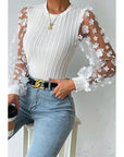 Mesh Round Neck Chiffon Shirt