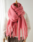 Solid Color Warm Tassel Scarf