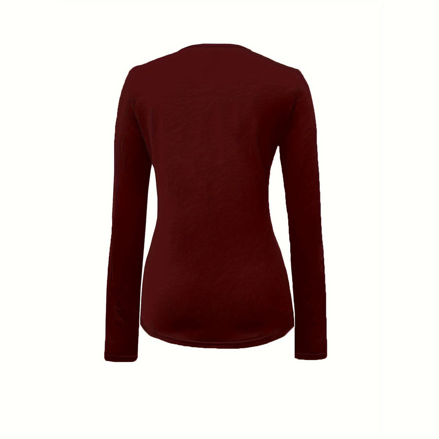 Casual Long-sleeved V-neck Tight Bottoming T-shirt