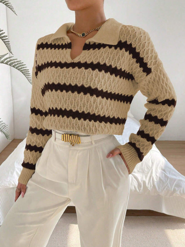 Fashion Polo Collar Pullover Sweater