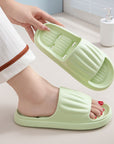 Summer Solid Color Stripe Slippers Non-slip Floor Bathroom Slipper Indoor House Shoes For Men Women Couples