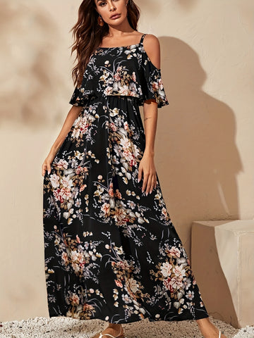 Floral Print Off-the-Shoulder Dress