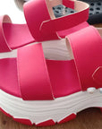 Casual Double-strap Sports Sandals Summer Fashion Solid Color Thick Bottom Buckle Fish Mouth Shoes Women