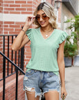 V-neck Hollow-out Short-sleeved Top