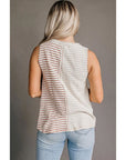 Striped Patchwork Round Neck Vest For Women