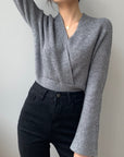 Lazy Style Cross V-neck Slim-fit Sweater