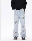 American Street Retro Tattered Jeans Washed Jeans