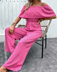 Women's Fashion Off-shoulder Solid Color Jumpsuit