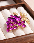 Retro Style Colorful Purple Grape Shape Brooch