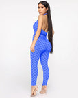 Printed sexy halter jumpsuit women