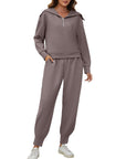 Long Sleeve Sweatshirt & High Waist Workout Pants Two-piece Set