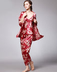 Three-piece silk pajamas for women