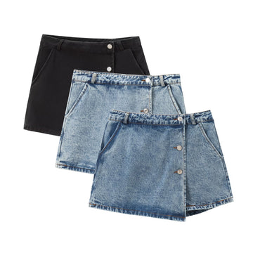 Women's Clothing Street Fashion Personality Denim Skirt