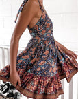 Women's Strappy Low-cut Printed Dress