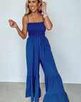 Women's Solid Color High Waist Strap Fitted Waist Jumpsuit