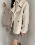 Elegance Retro Lapel Double Breasted Woolen Coat