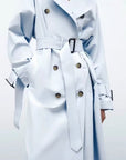 Women's Loose Long Trench Coat And Overcoat With Strap