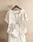 Women's Retro Plus Size Casual Loose Cotton-linen Shirt