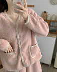 Coral Velvet V-neck Homewear Suit Women