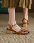 Simple Square Toe Mid-heel Shoes