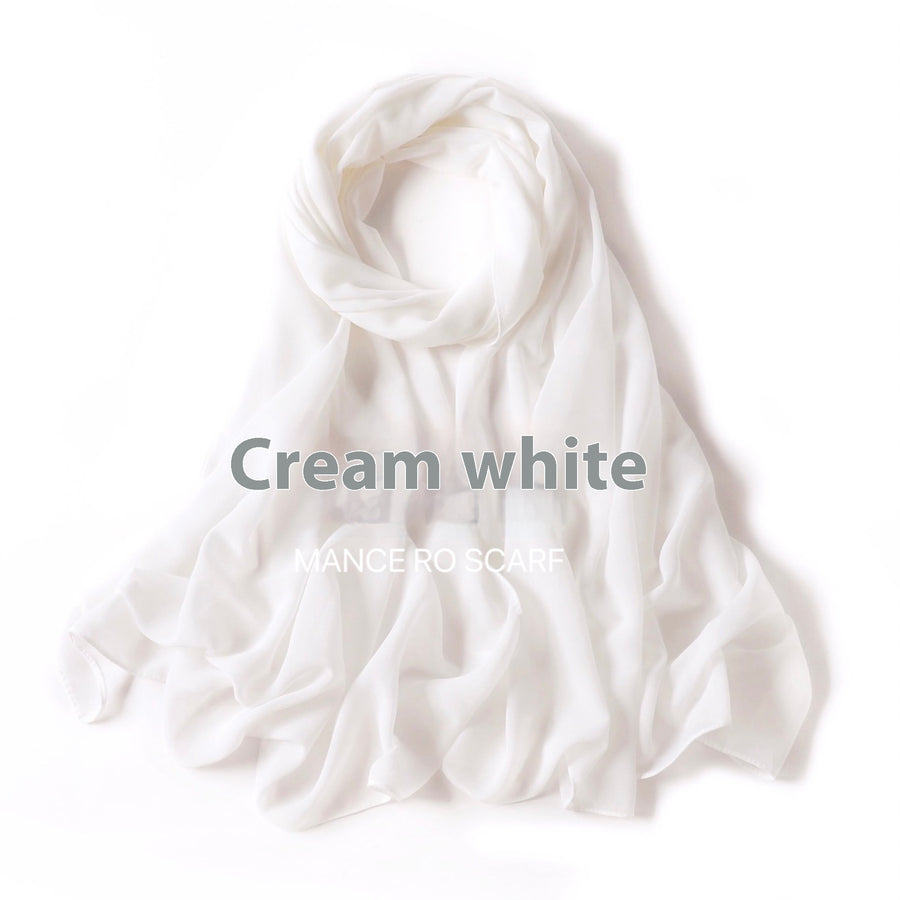 Pure Color Pearl Chiffon Scarf Headcloth Veil Chiffon Scarf