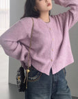 Autumn New Simple Round Neck Knitted Cardigan