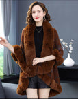 Imitation Rex Rabbit Fur Collar Shawl Cape Women's Plus Size