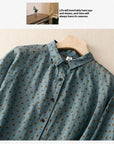 National Style Literary Style Lightweight And Slightly Transparent Polka-dot Loose-fitting Linen Shirt