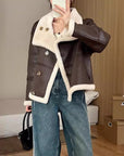 Eco-leather Inner Wool Grain Leather Grass Coat