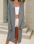 Sweater Cardigan Solid Color Long Sleeve Hooded Long Knitted Cardigan Women's Coat