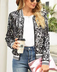 Fashion Colorblock Sequins Short Casual Jacket