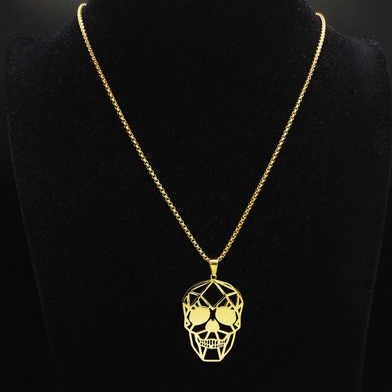 Personality Punk Gothic Hip Hop Hollow Skull Necklace Accessories