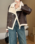 Eco-leather Inner Wool Grain Leather Grass Coat