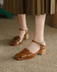 Simple Square Toe Mid-heel Shoes