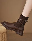 Retro Platform Knitted Martin Boots For Women