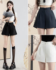 Buckle High Waisted Casual Wide Leg Shorts