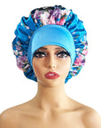 Wide-brimmed Satin Printing Nightcap Beauty Shower Cap Stretch